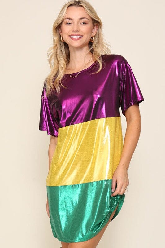 Mardi Gras Metallic Colorblock Dress Timing