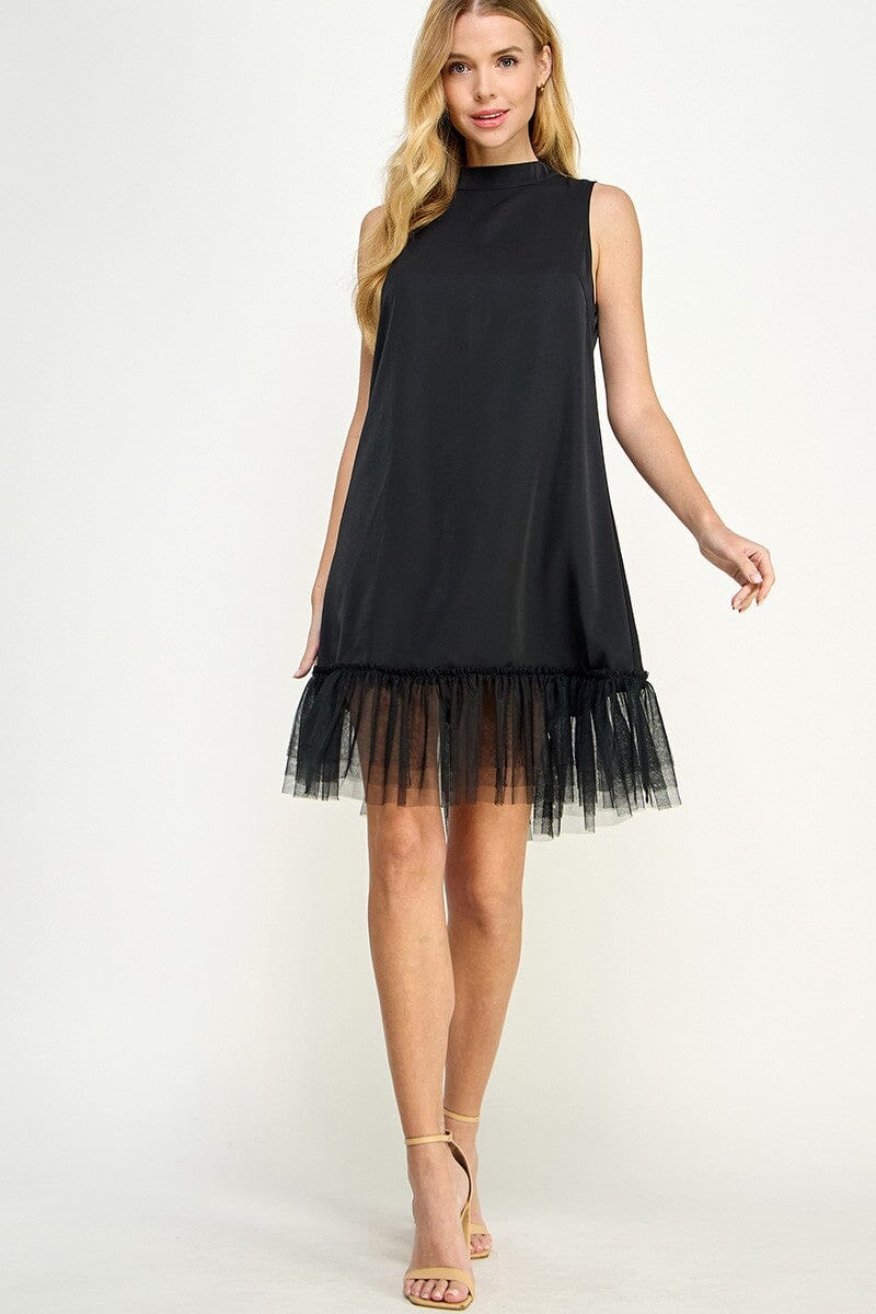 Mesh Layered Bottom Sleeveless Short Dress solution