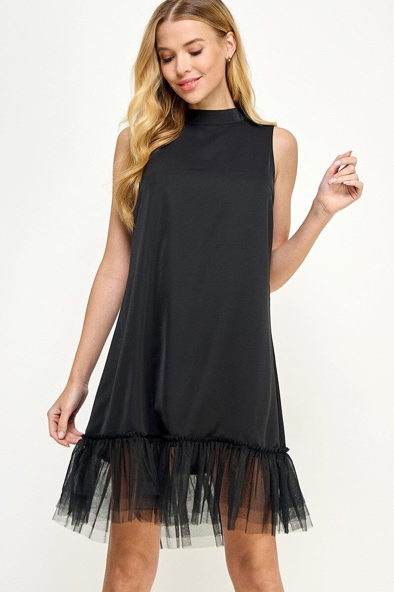 Mesh Layered Bottom Sleeveless Short Dress solution