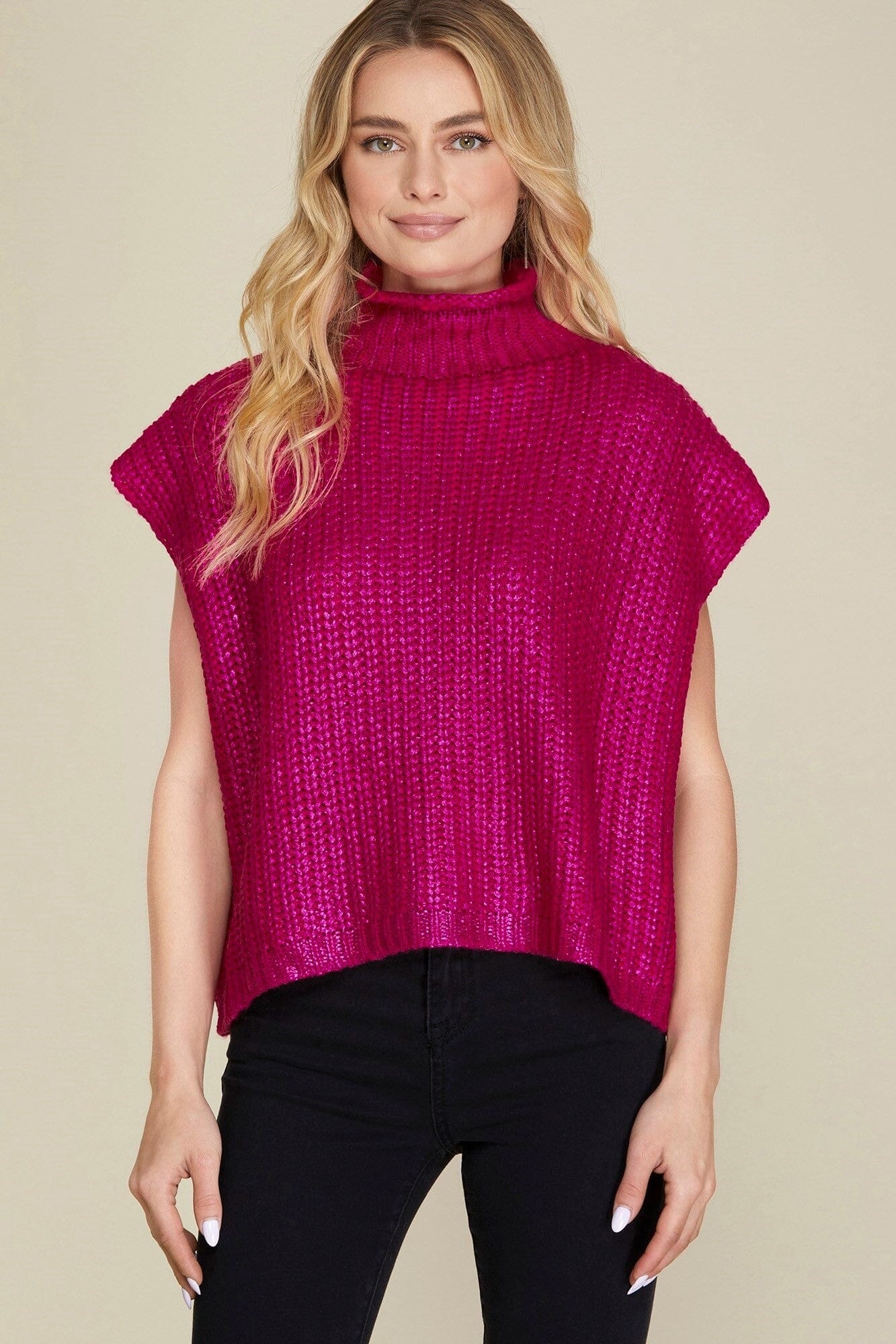 METALLIC FOIL SWEATER TOP Style U