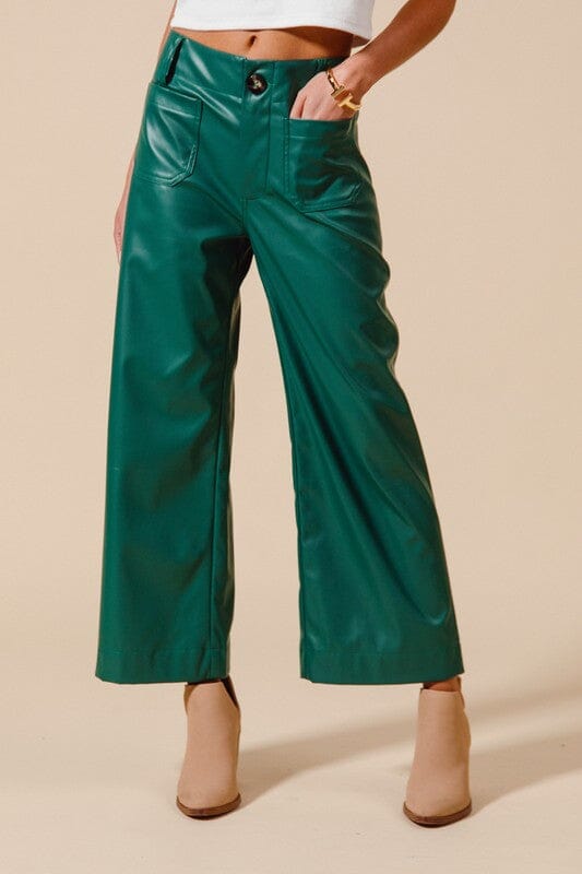 Mid-Rise Faux Leather Wide Leg Pants so me