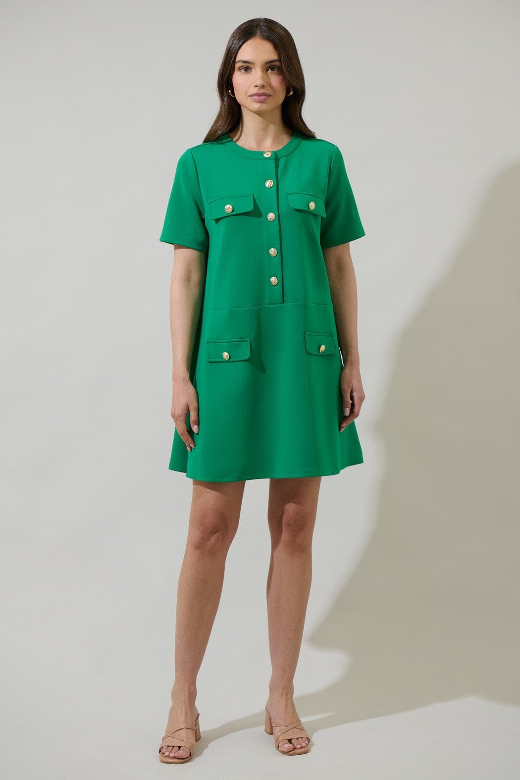 Miliana Button Shift Mini Dress sugarlips