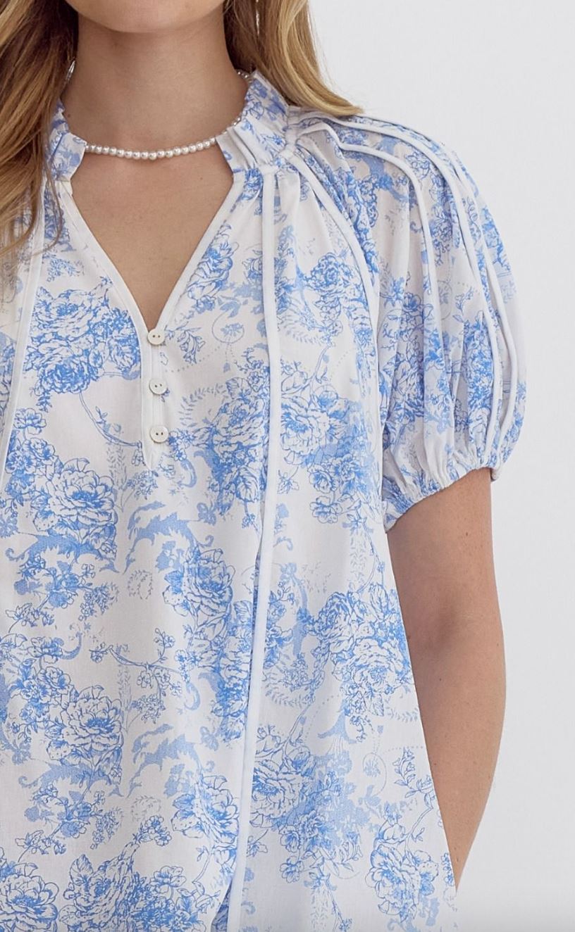 Misty Blue Toile Dress entro