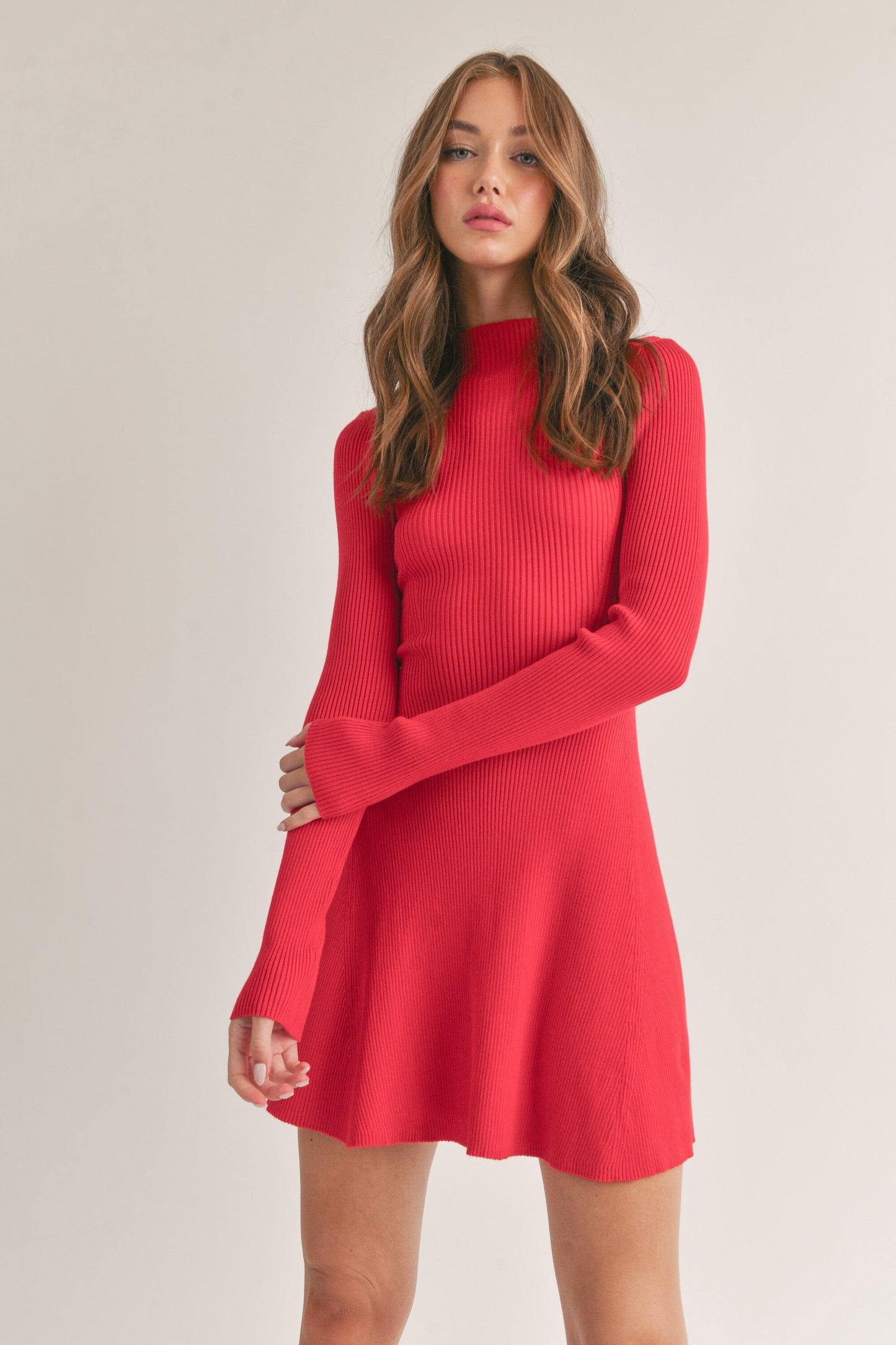 Mock Neck Flare Dress Klesis