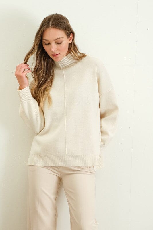 Mock Neck Front Seam Sweater tops