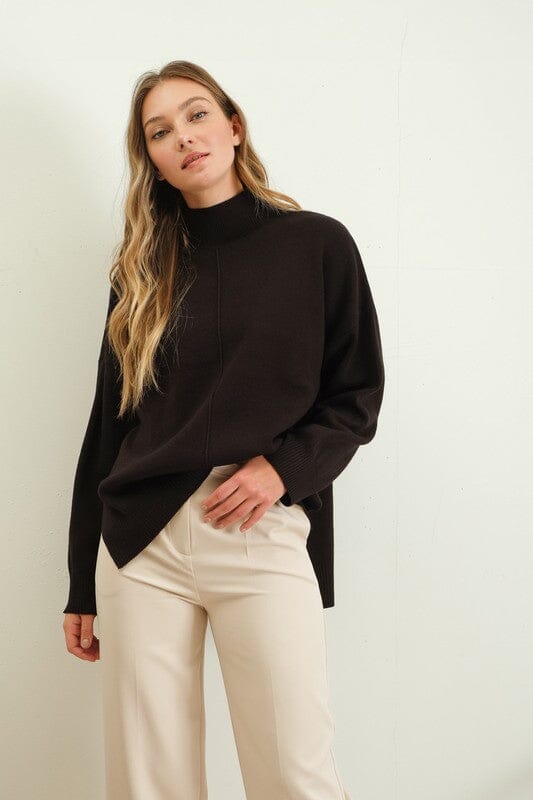 Mock Neck Front Seam Sweater tops