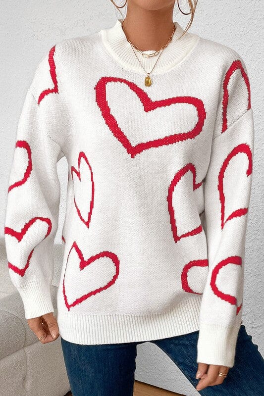 Mock Neck Heart Sweater Shiying