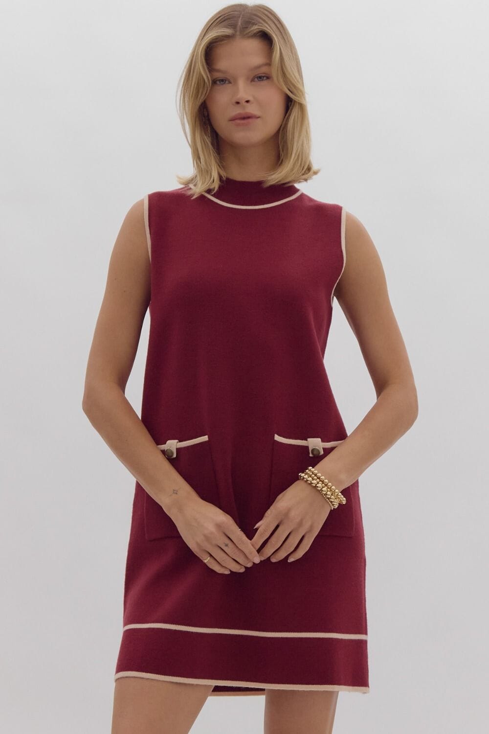 Mock Neck Sleeveless Dress Entro