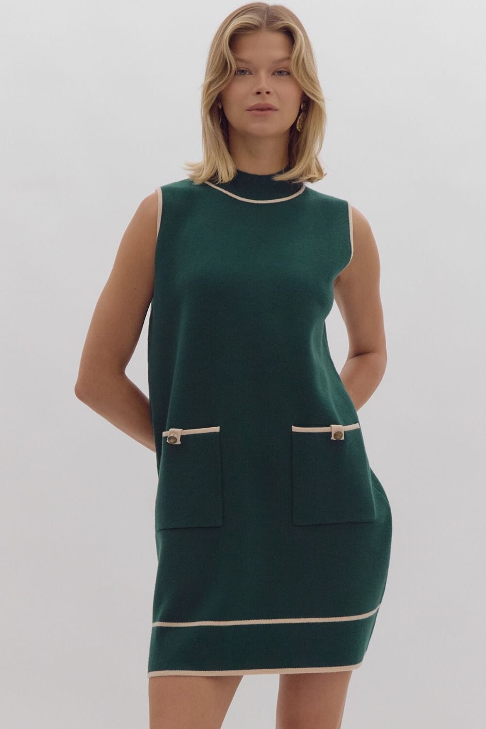 Mock Neck Sleeveless Dress Entro