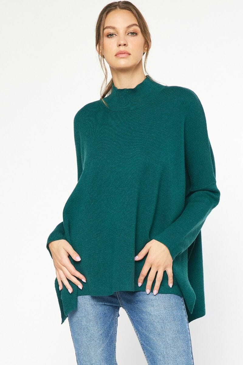 Mock Neck Sweater with Side Slits entro