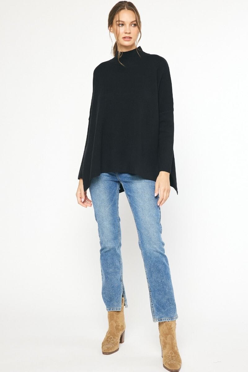 Mock Neck Sweater with Side Slits entro