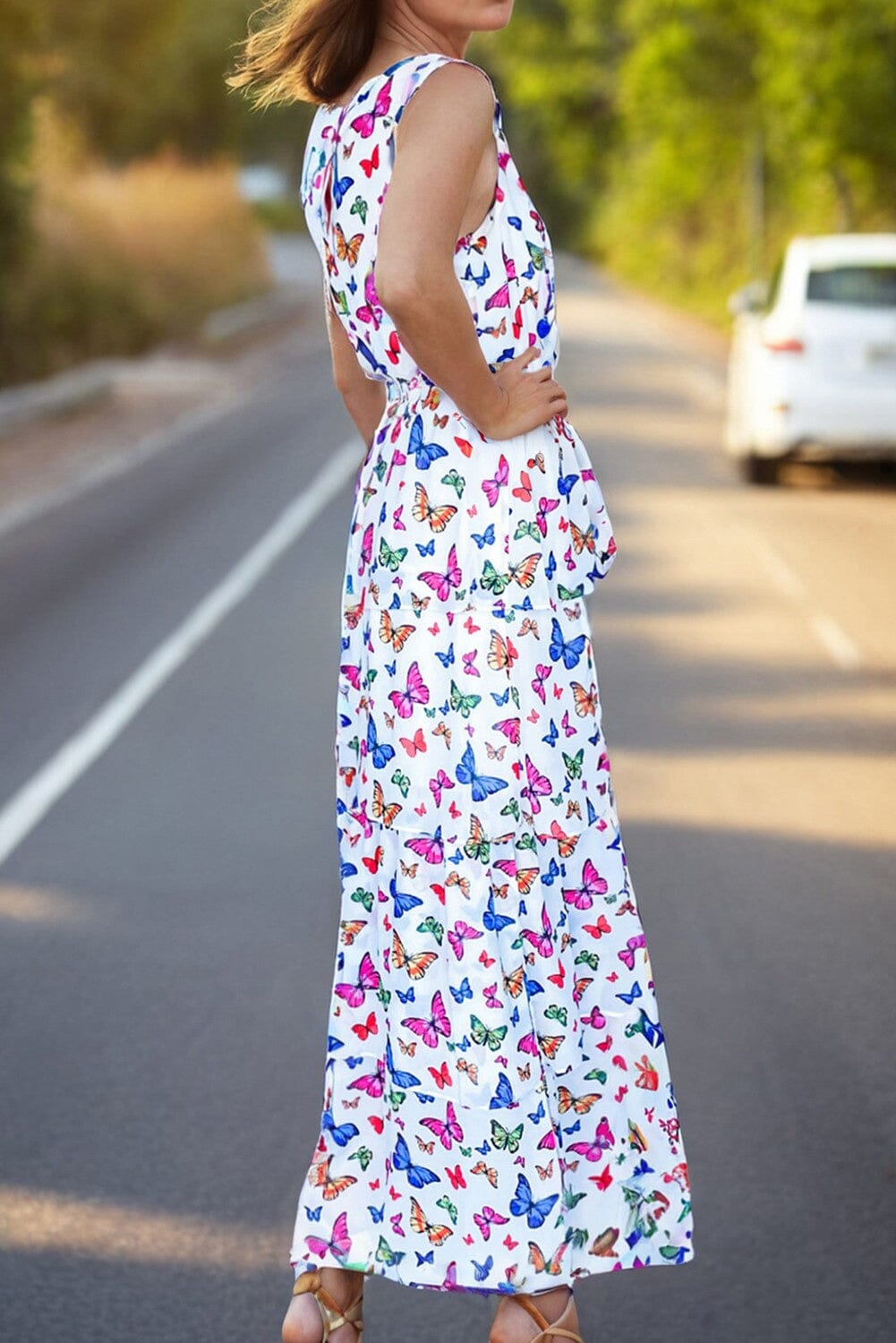 Multicolor Butterfly Maxi Dress Kentce