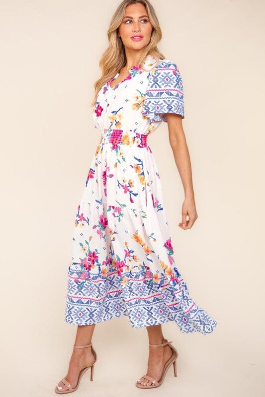 Notched Neck Fit and Flare Maxi Haptics