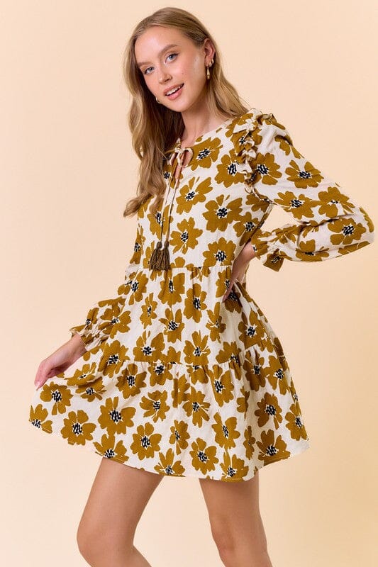 Olive Mod Floral Dress Doe & Rae