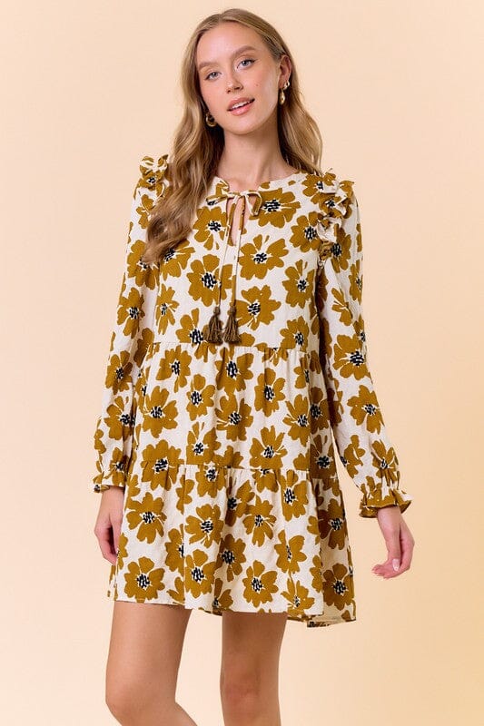 Olive Mod Floral Dress Doe & Rae