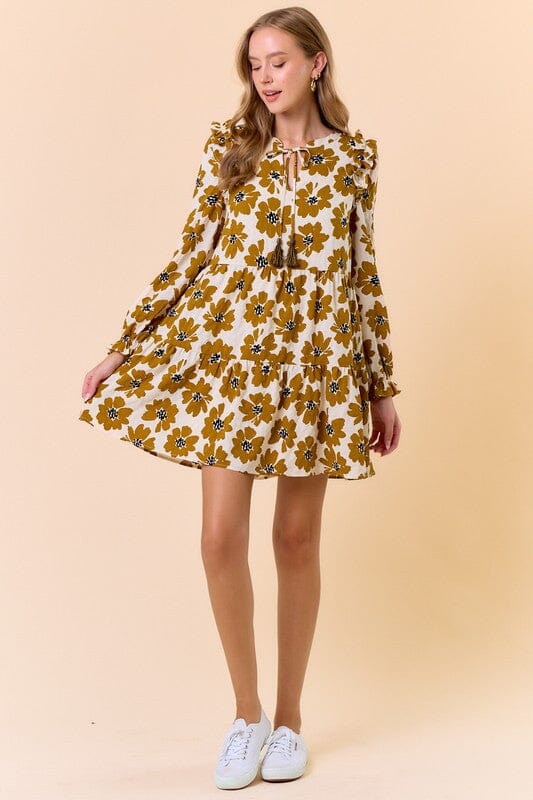 Olive Mod Floral Dress Doe & Rae