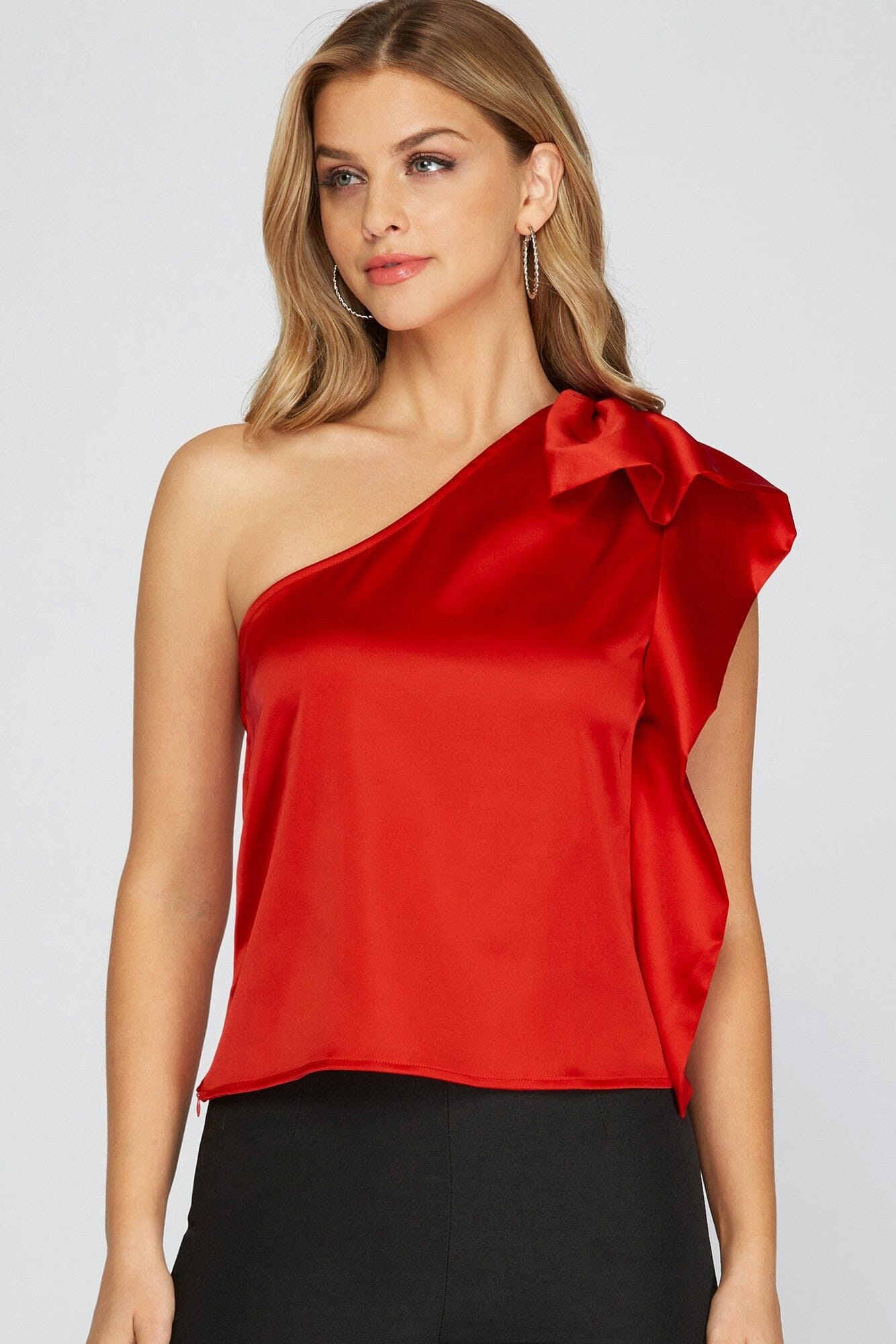 One Shoulder Ruffle Top Upmost