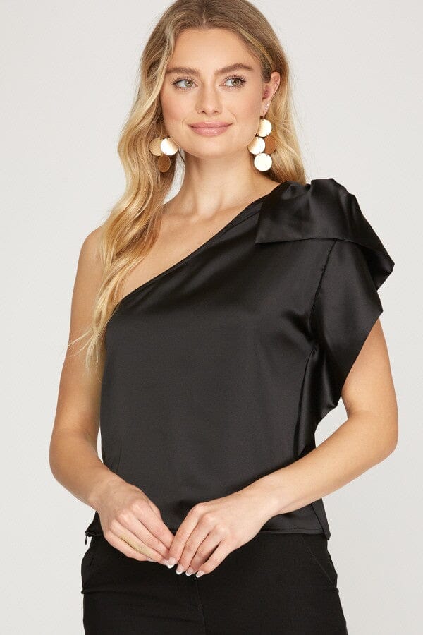 One Shoulder Ruffle Top Upmost