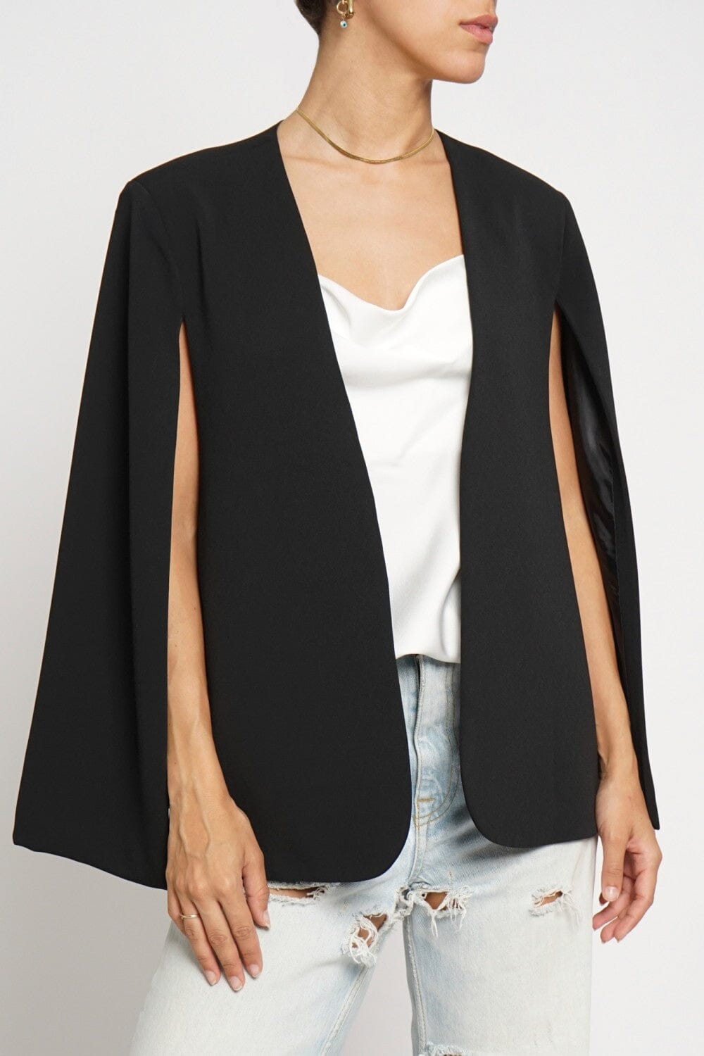 Open Front Cape Blazer quarter to five