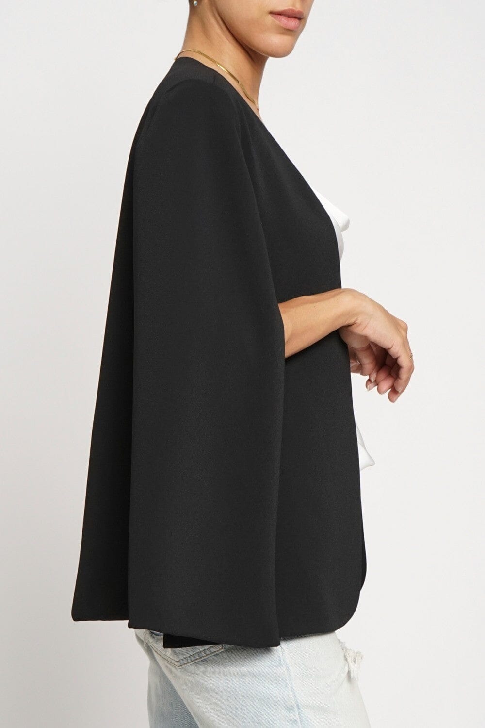 Open Front Cape Blazer quarter to five