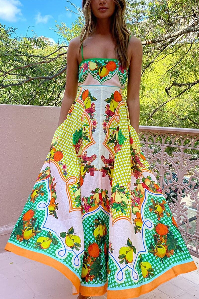 Orange/Lemon Floral Cami Maxi Dress Mayah Overseas