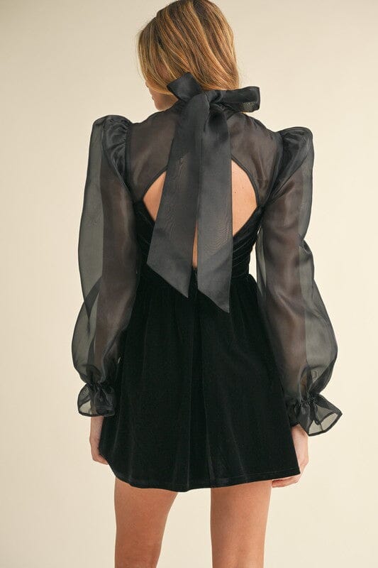 Organza Puff Sleeve Velvet Dress Mable