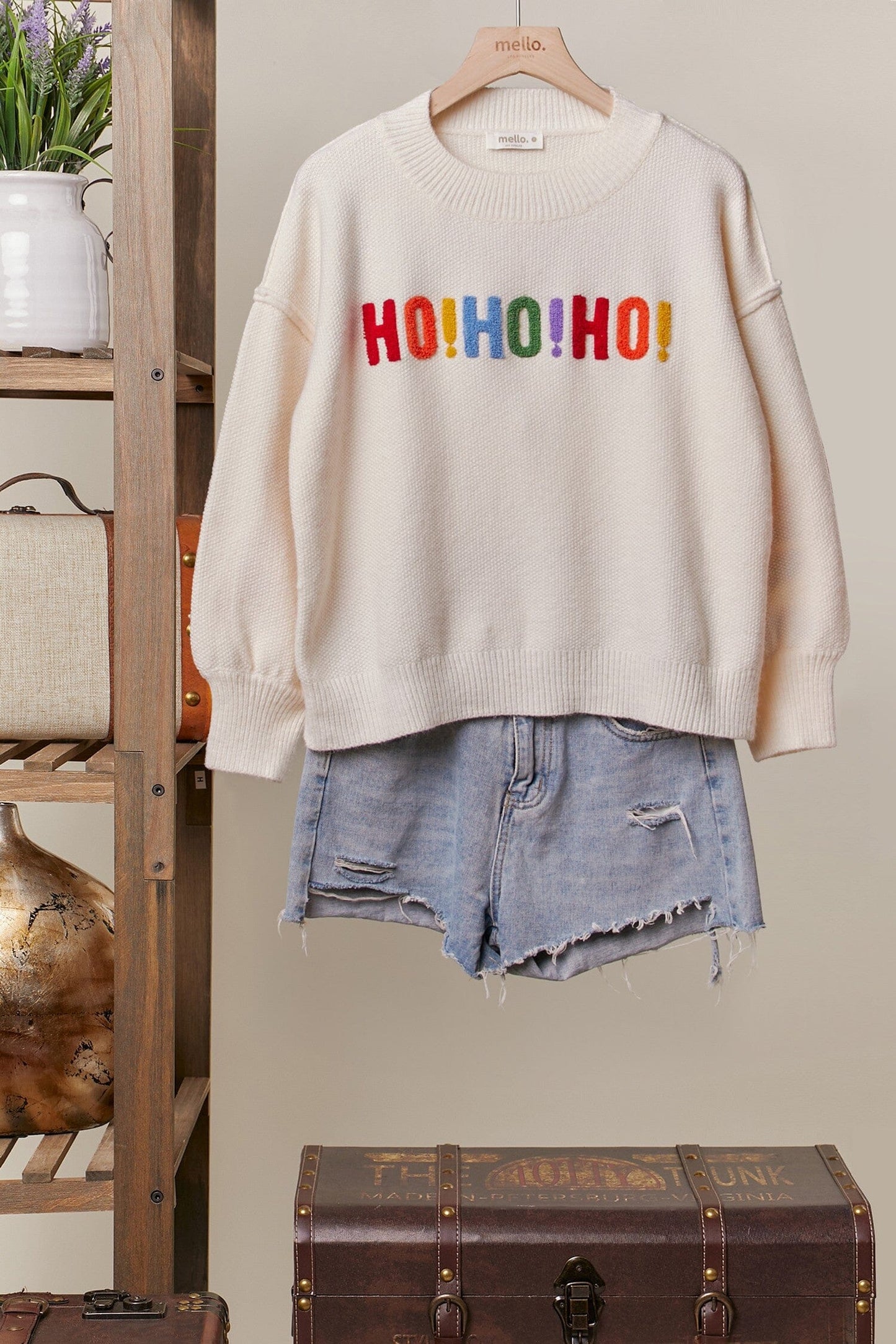 Oversize Christmas Sweater with Lettering mello