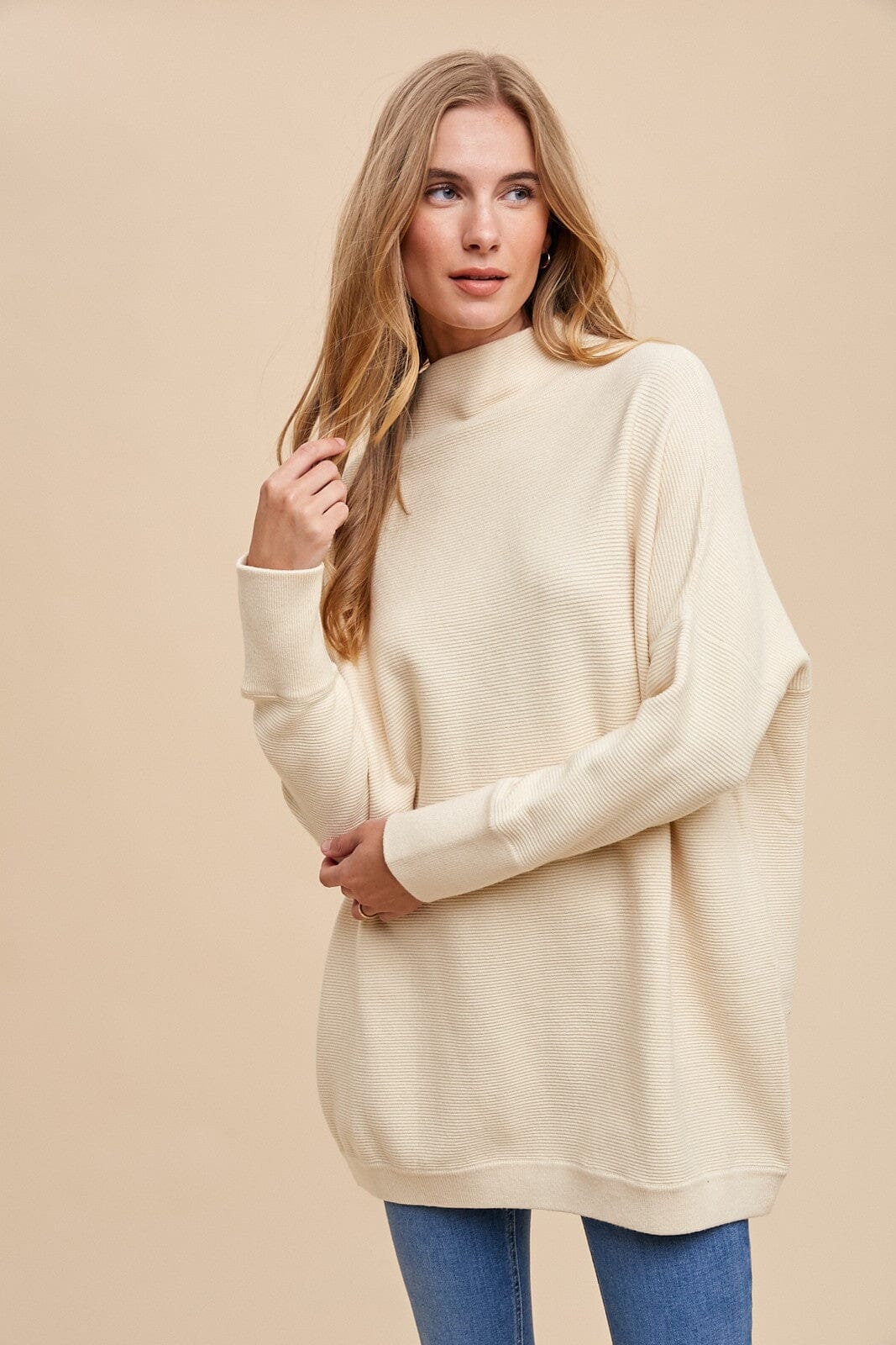 OVERSIZED FIT TEXTURED SWEATER TUNIC Annie Wear