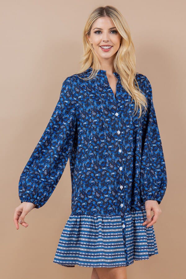 Paisley LS Printed Dress Sundayup