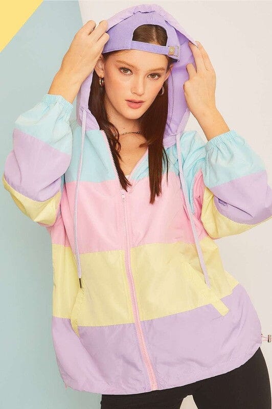 Pastel Colorblock Rain Jacket Main Strip