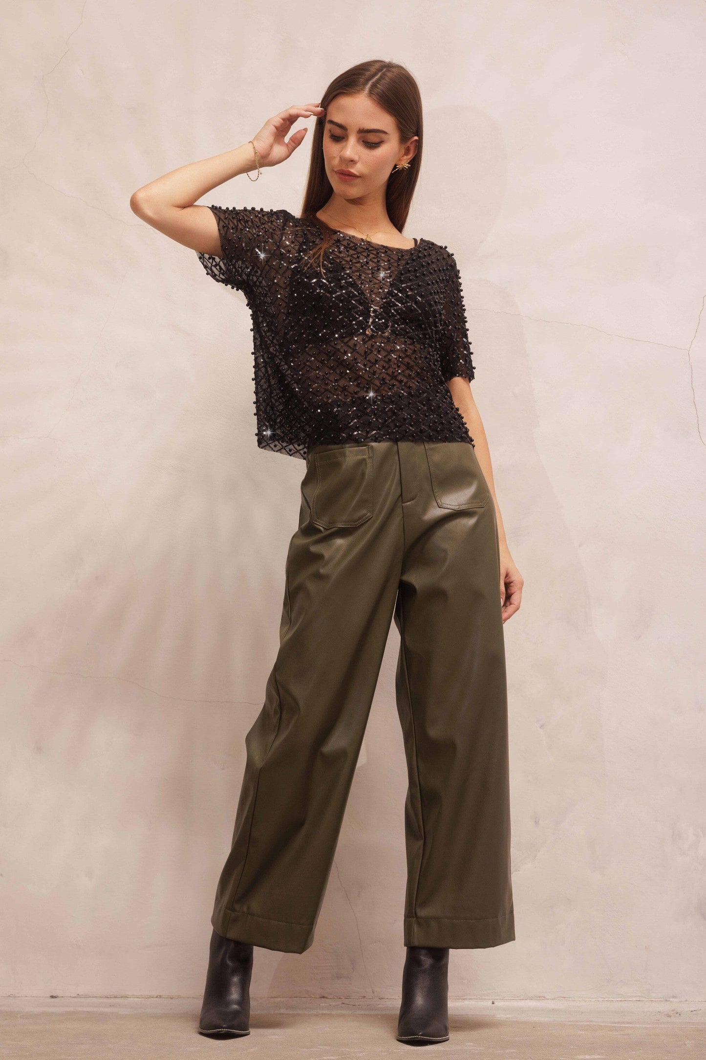 Pearl Mesh Crew Neck SSTop endless blu
