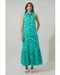 Penola Green and Blue Collared Maxi Sugarlips