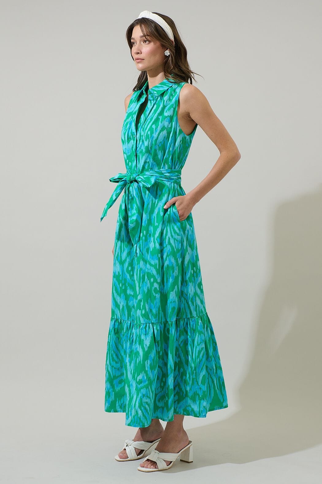 Penola Green and Blue Collared Maxi Sugarlips