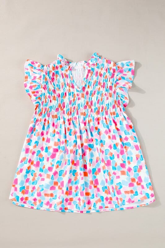 Pink and Blue Brushstroke Top Shiying