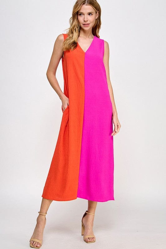 Pink and Tangerine Colorblock Midi 2 hearts