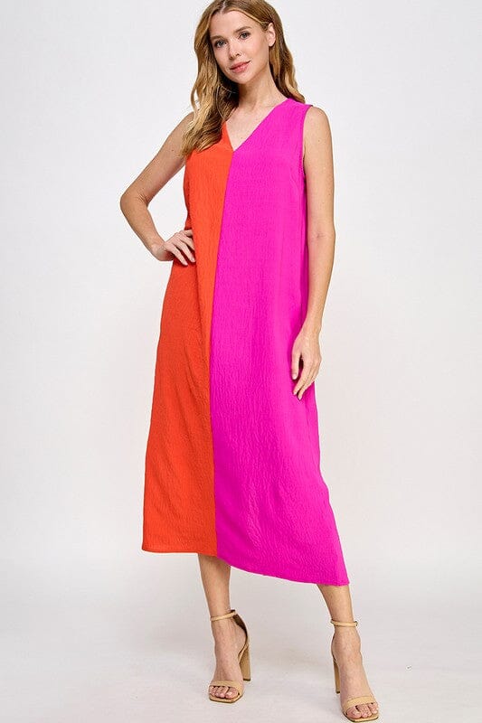 Pink and Tangerine Colorblock Midi 2 hearts