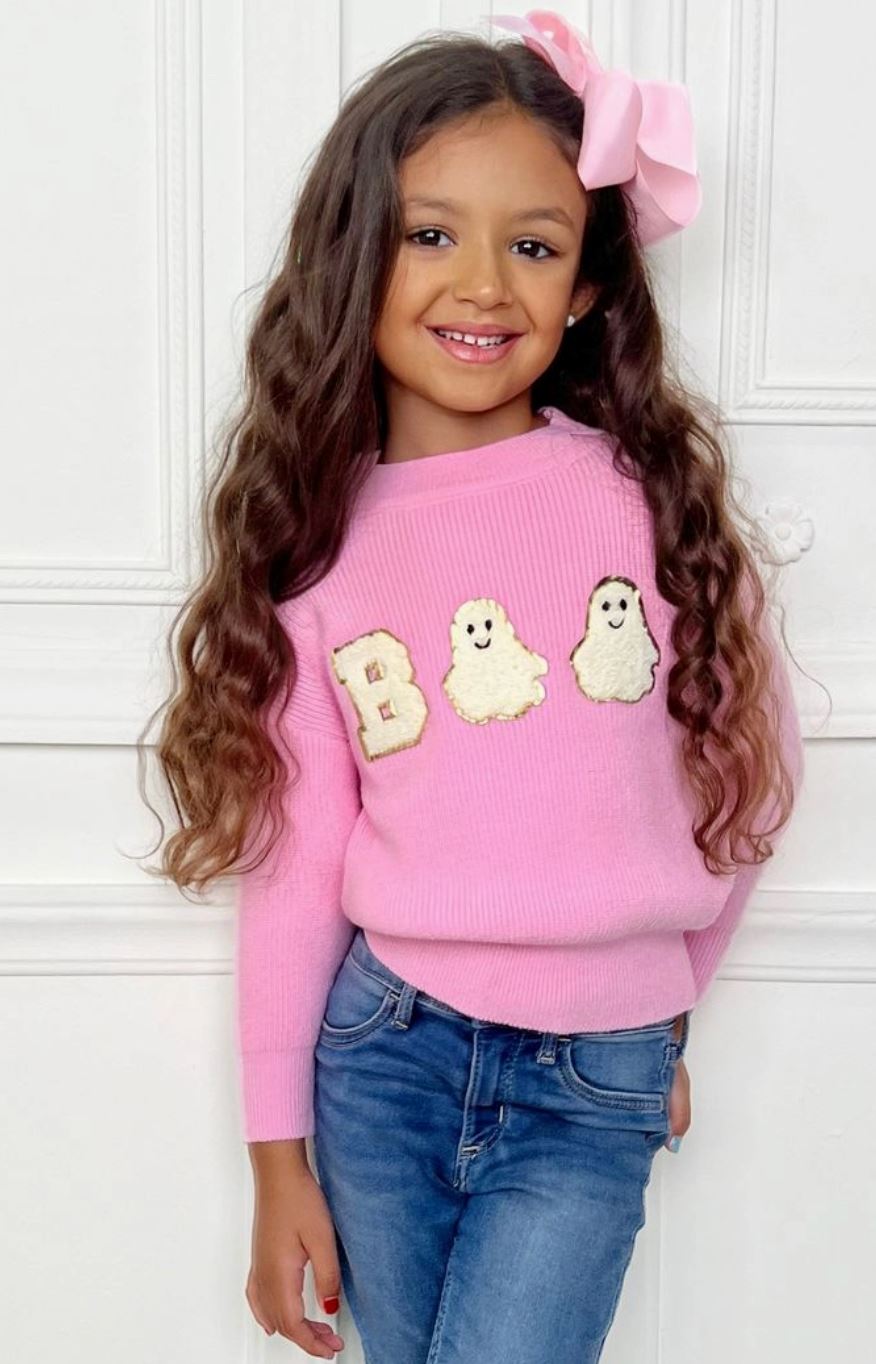 Pink Boo Ghost Halloween Sweater mia belle