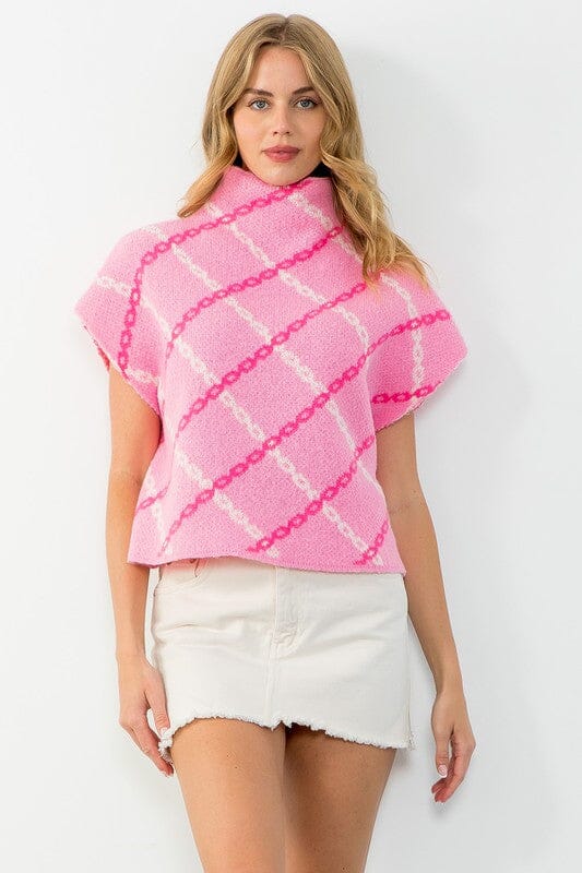 Pink Chain Print SS Sweater thml