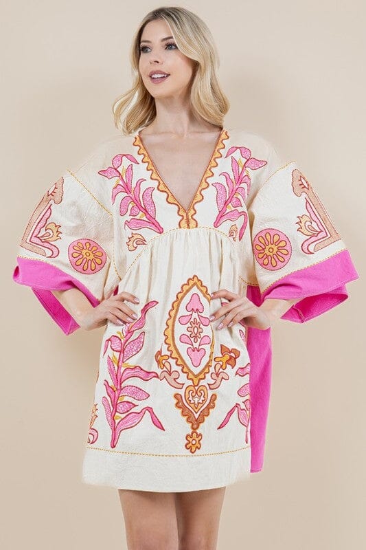 Pink Embroidered Tunic Dress Sundayup