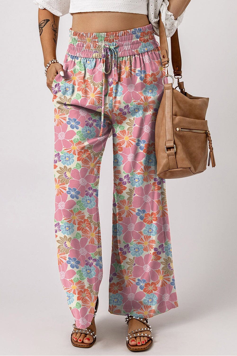 Pink Mod Pants Elastic Waist Shewin