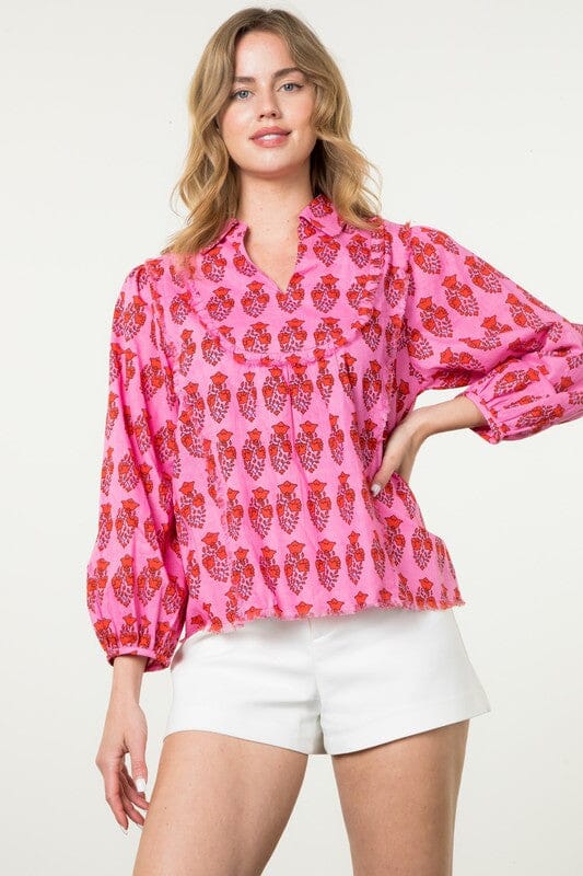 Pink Rose Medallion Print THML