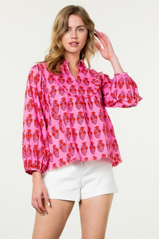 Pink Rose Medallion Print THML