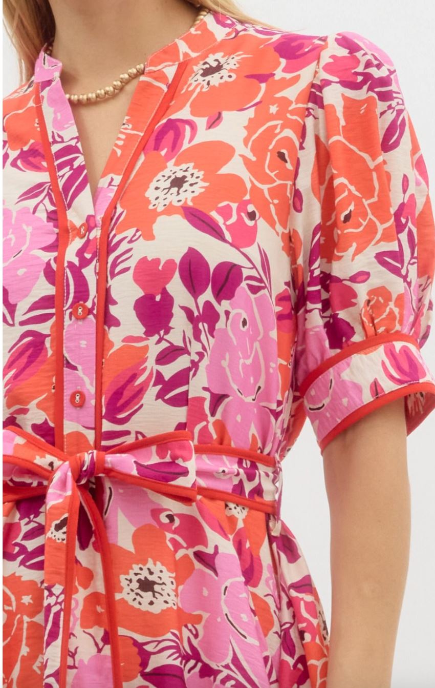 Pink Tie Waist Dress entro