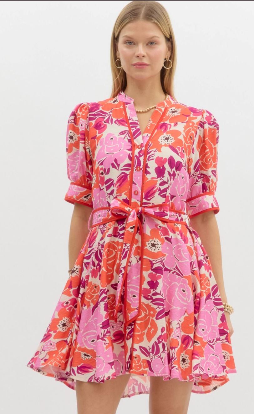 Pink Tie Waist Dress entro
