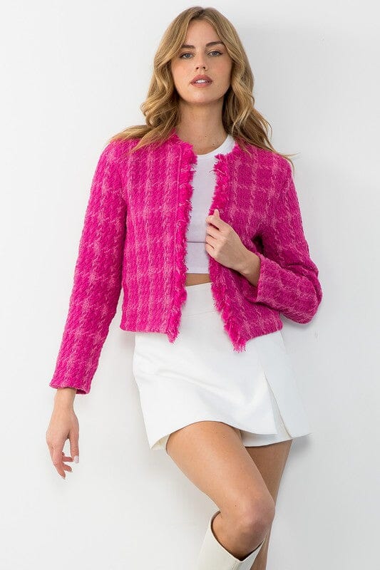 Pink Tweed Cardigan thml