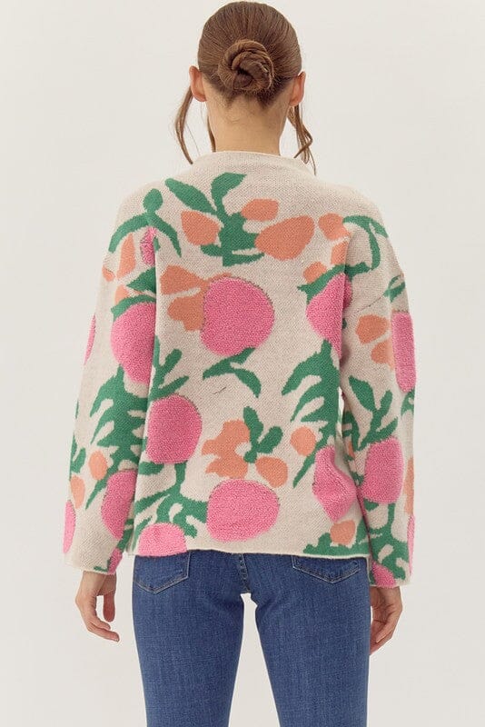 Pink/Green Floral Knit Sweater jodifil
