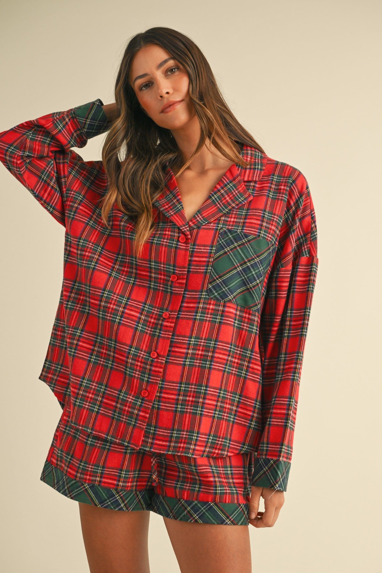 PLAID WOVEN PAJAMA SET Annie Wear