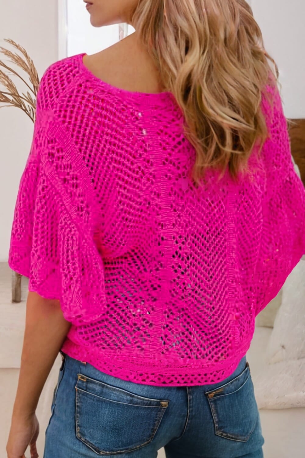 Pointelle Knit Scallop Edge Short Sleeve Top jupiter and me