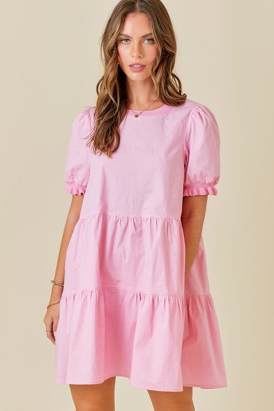 Poplin Puff Sleeve Tiered Dress day + moon