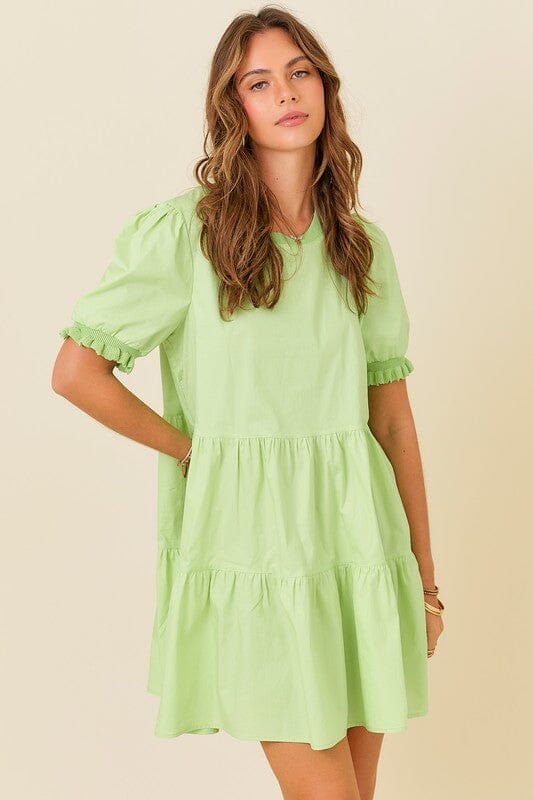 Poplin Puff Sleeve Tiered Dress day + moon